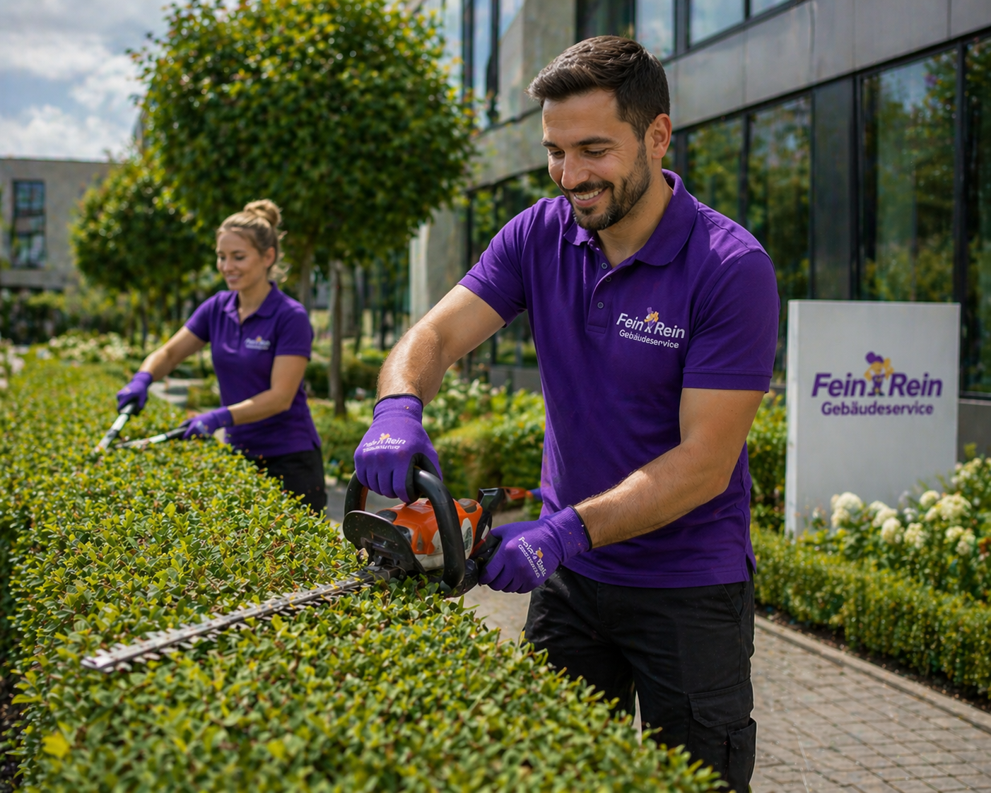 Fein und Rein Team bei der Gartenpflege